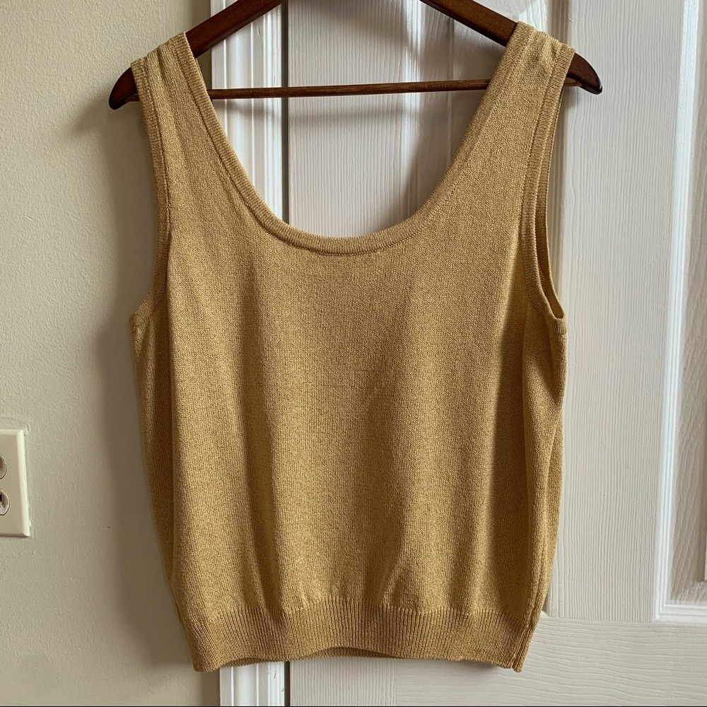 ST JOHN Basics Gold Sleeveless Top Sz Large - Picture 3 of 7